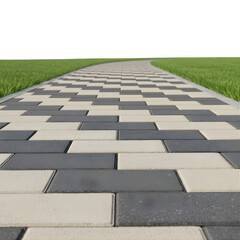 Fototapeta premium Footpaths walkways park sidewalks with various paving designs, pedestrian pathways in urban and natural settings, walking routes isolated on transparent background PNG