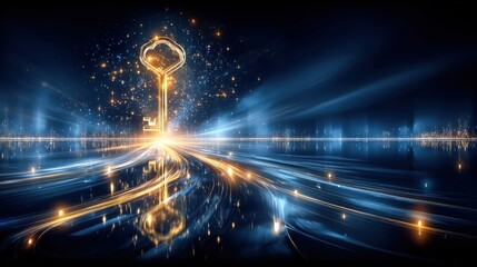 Golden key and puzzle access, idea, problem, security, lock, password, gate