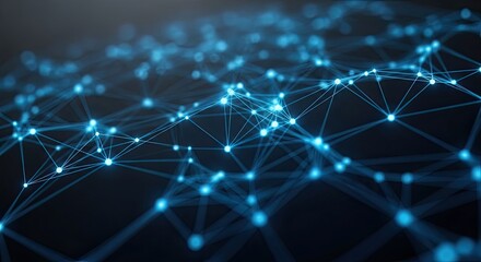 A network of interconnected lines and dots against a dark background.