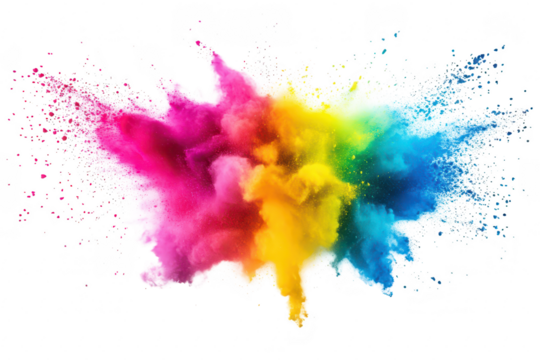A explosion of colorful powder in shades of pink. yellow. green. and blue. creating an artistic and dynamic scene. suitable for creative projects and celebrations