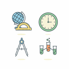 Educational Tools and Scientific Equipment Illustration for Learning.