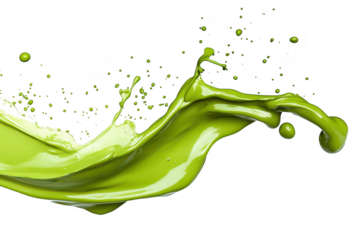 A splash of green paint creating dynamic movement against a white background. representing creativity and artistic expression. suitable for design and advertising