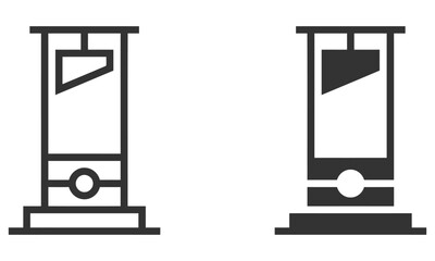 The Guillotine: A stark monochrome illustration of a guillotine, a symbol of historical execution, evoking themes of justice, power, and societal upheaval.