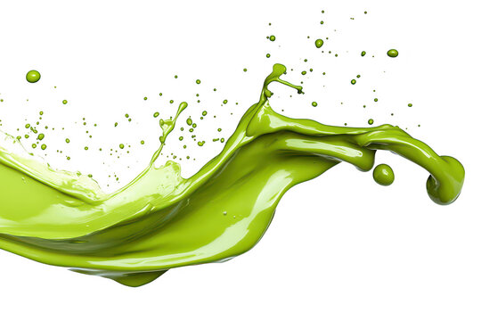 A splash of green paint creating dynamic movement against a white background. representing creativity and artistic expression. suitable for design and advertising
