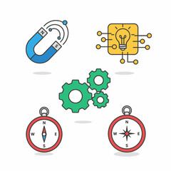 Innovation and Direction Conceptual Icons for Business Strategy and Technology.