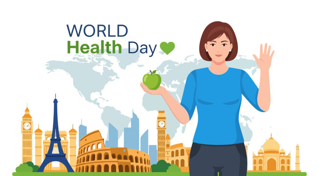 Celebrate World Health Day with a healthy lifestyle and see the world, stay well globe - Powered by Adobe