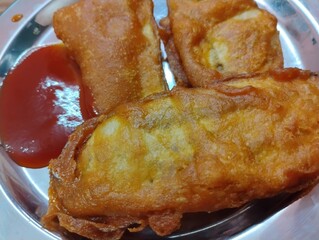 Roasted Banana fritter on a plate