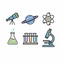 Science and Exploration A Collection of Scientific Icons.