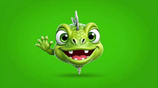 Cartoon frog waving and smiling cheerfully