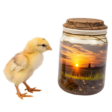 Chick by Sunset Jar - Captured Nature Landscape & Farm Life on transparent background