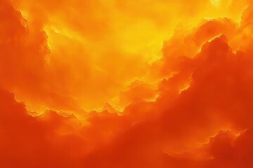 glowing orange and yellow clouds filling the sky with radiant fiery light, evoking awe and warm serenity