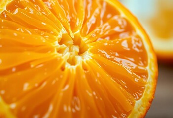 Close-up of a juicy orange being peeled, revealing vibrant segments,  vitamin c,  food