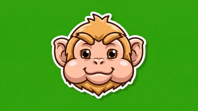 Cute monkey face expressions animation loop
