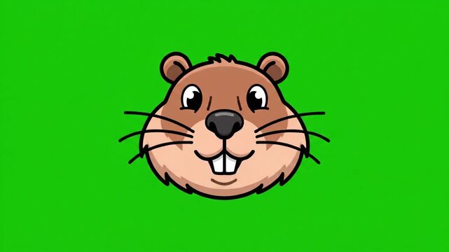 Cute Groundhog Face Animation Loop