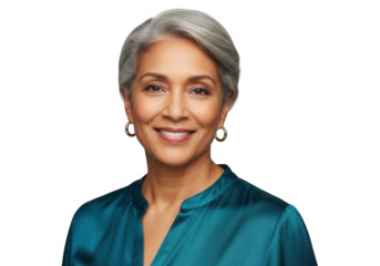 Smiling mature woman isolated on transparent background