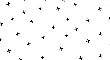 A simple, minimalist pattern of scattered black plus signs on a white background.
