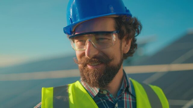 Professionals discuss solar panel installation process at construction site