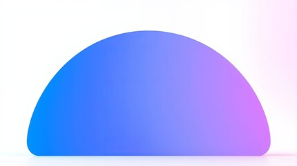 Abstract Gradient Semi-Circle Modern Geometric Shape with Iridescent Blue and Purple Hues, Clean Digital Render for UIUX Design