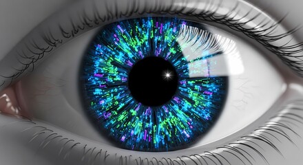 Futuristic eye with digital circuit pattern shows innovative technology