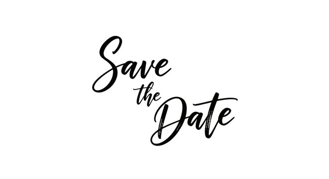 Elegant black cursive script text 'Save the Date' isolated on a plain white background.