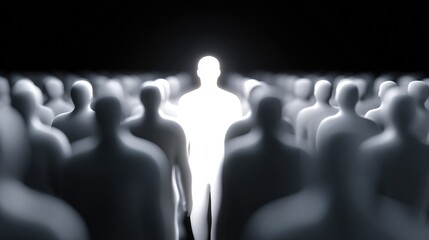 Concept of Individuality and Leadership in a Crowd of People in a Dark Space