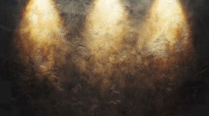 Subtle brown gradient backdrop featuring fine grain texture illuminated by three warm spotlights creating cozy and inviting atmosphere
