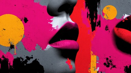 Vivid Surrealism: Bold Lips and Abstract Splashes in Contemporary Art