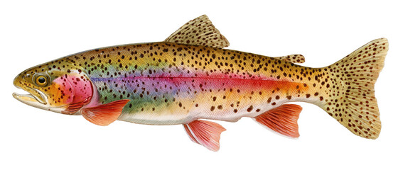 A colorful fish with pink, purple, and yellow stripes on its side