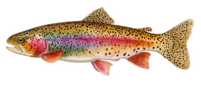 A colorful fish with pink, purple, and yellow stripes on its side