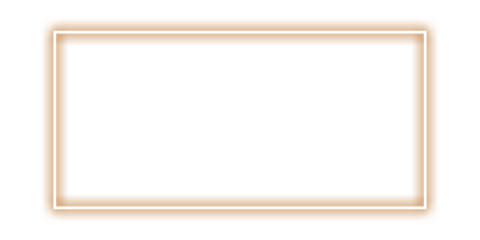 Brown neon rectangle frame with rounded corners glowing light border outline on transparent background