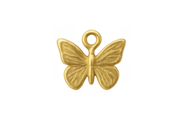 Golden butterfly amulet charm with transparent background