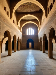 Fototapeta premium Main hall of Beshtak Palace, Qasr Bashtak, a Mamluk era ancient historic palace, located in an area called Bayn al-Qasrayn - between the two palaces - in Muizz Street, Gamalia District, Cairo, Egypt