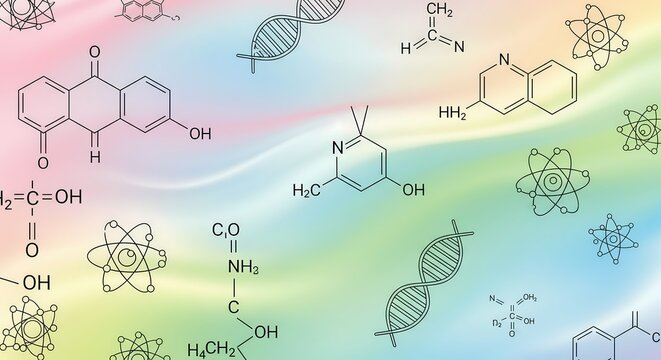 Inspiring science background with atoms and molecules for education