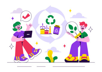 Circular Economy Vector Illustration to Maintain the Value of Products, Raw Materials and Resources by Eliminating Waste and Pollution in a Background