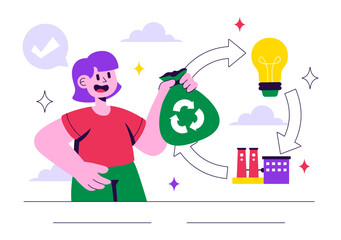 Circular Economy Vector Illustration to Maintain the Value of Products, Raw Materials and Resources by Eliminating Waste and Pollution in a Background
