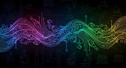 Vibrant science graphics with molecule structures for modern research