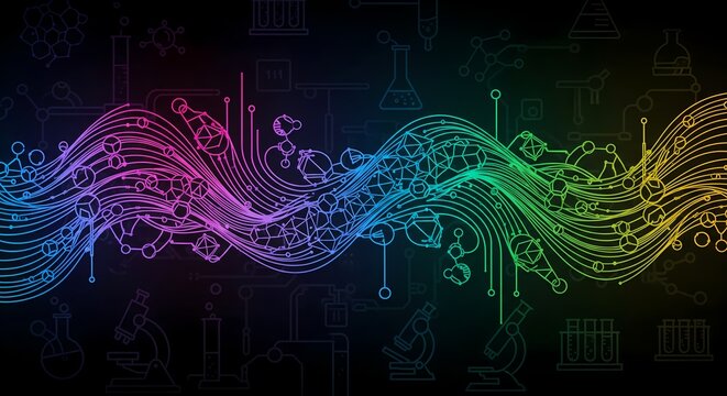 Vibrant science graphics with molecule structures for modern research