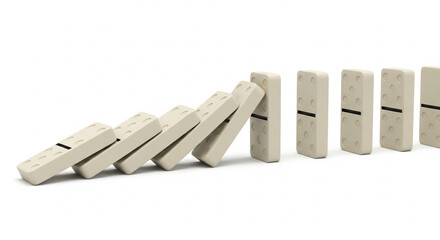 Falling Beige Domino Tiles in Motion