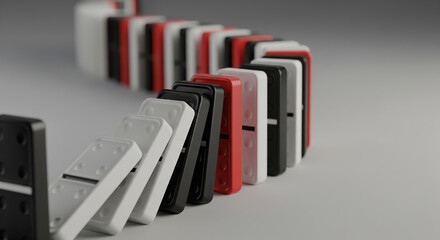 Colorful Domino Tiles Toppling in Line