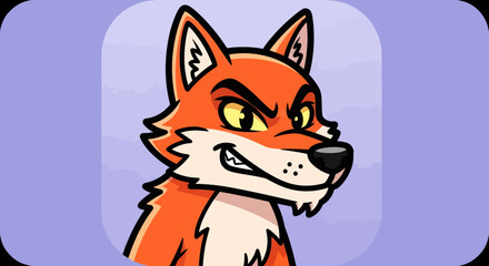 Obraz premium Intense fox illustration with sharp eyes and a cunning expression, ready to pounce.