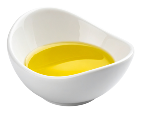 yellow olive oil on white curve bowl isolated on white background - Powered by Adobe