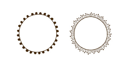 Vintage Ornate Circular Frames Brown Decorative Border Set Isolated Vector
