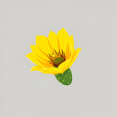 A vibrant yellow prickly pear cactus flower blooming in a minimalist illustration style.