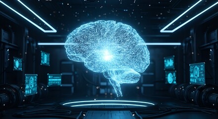 Visualize the future with this striking digital brain! Perfect for projects about AI, innovation, and technology trends. Inspire progress with this symbol of human ingenuity.