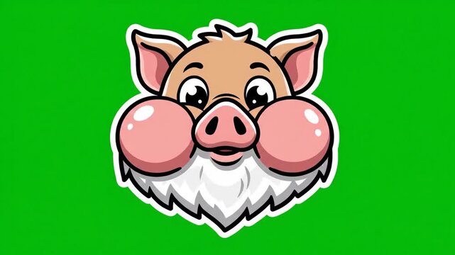 Cute pig character animation looping sequence