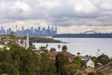 The skyline of Sydney, Australia, seen from the suburb of Watsons Bay 