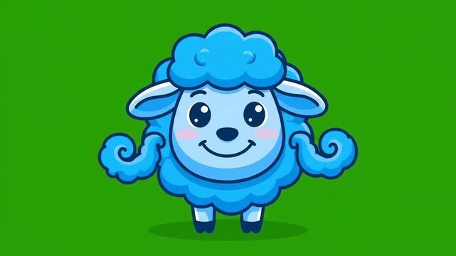 Cute cartoon sheep happily jumping around