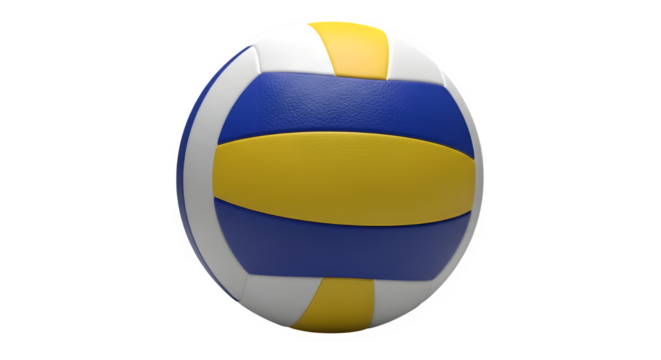 Blue and yellow volleyball isolated on transparent background, a popular team sport equipment