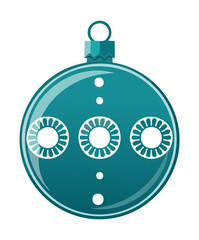 Blue Glass Christmas Ball Ornament with White Abstract Geometric Patterns for Decor