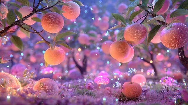 Enchanting peach orchard wallpaper background for desktop and mobile devices for free download hd quality